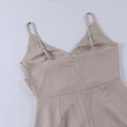 Vestido longo feminino decote cruzado com fenda lateral