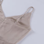 Vestido longo feminino decote cruzado com fenda lateral