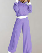 Conjunto feminino moletom com capuz e calça jogger casual