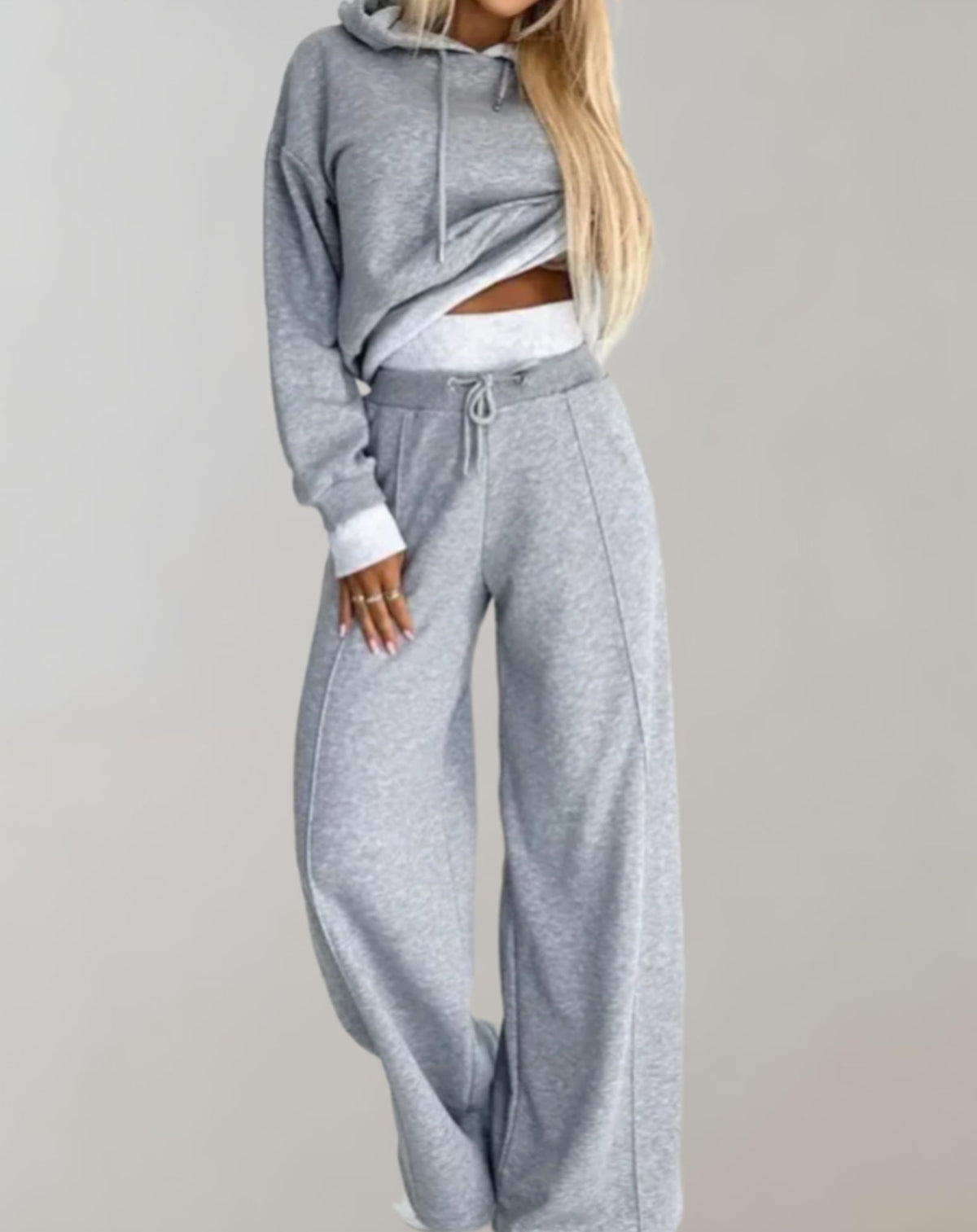 Conjunto feminino moletom com capuz e calça jogger casual