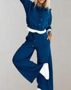 Conjunto feminino moletom com capuz e calça jogger casual