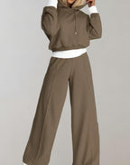 Conjunto feminino moletom com capuz e calça jogger casual