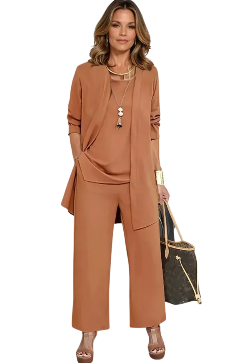 Conjunto formal feminino 3 peças corte ajustado elegante