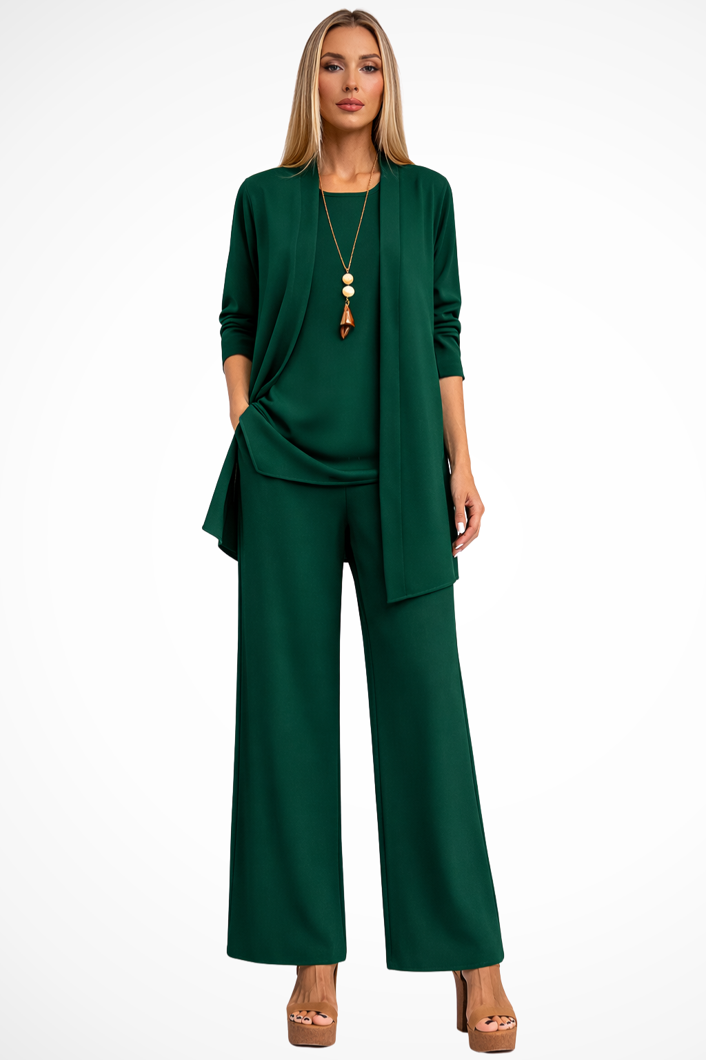 Conjunto formal feminino 3 peças corte ajustado elegante