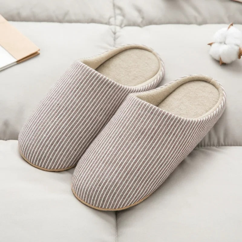 Chinelos femininos antiderrapantes algodão sola acolchoada conforto total