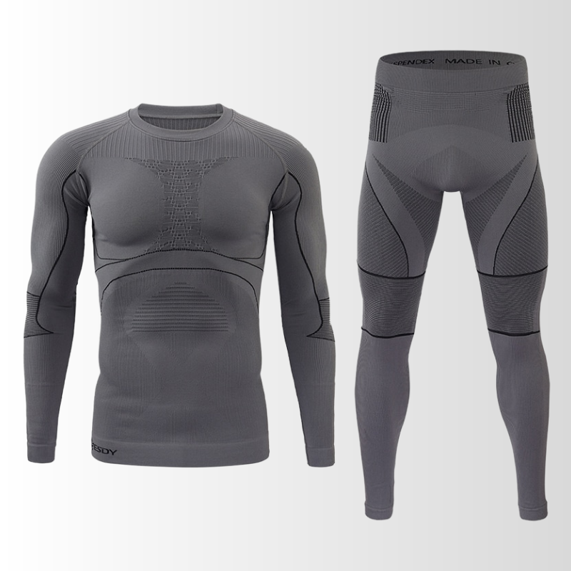 Conjunto térmico masculino sem costuras respirável camisola e calça inverno