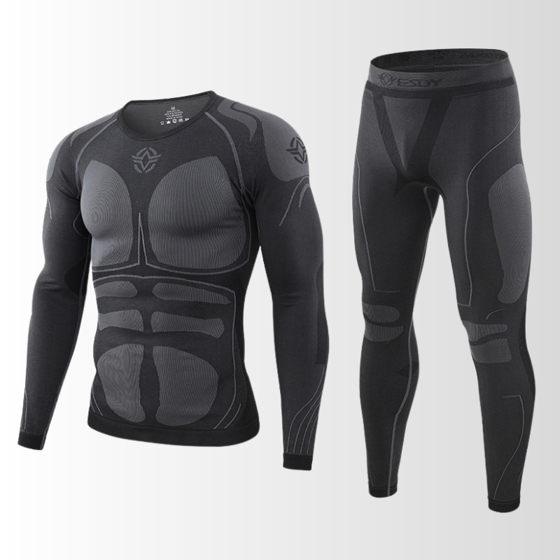 Conjunto térmico masculino sem costuras respirável camisola e calça inverno