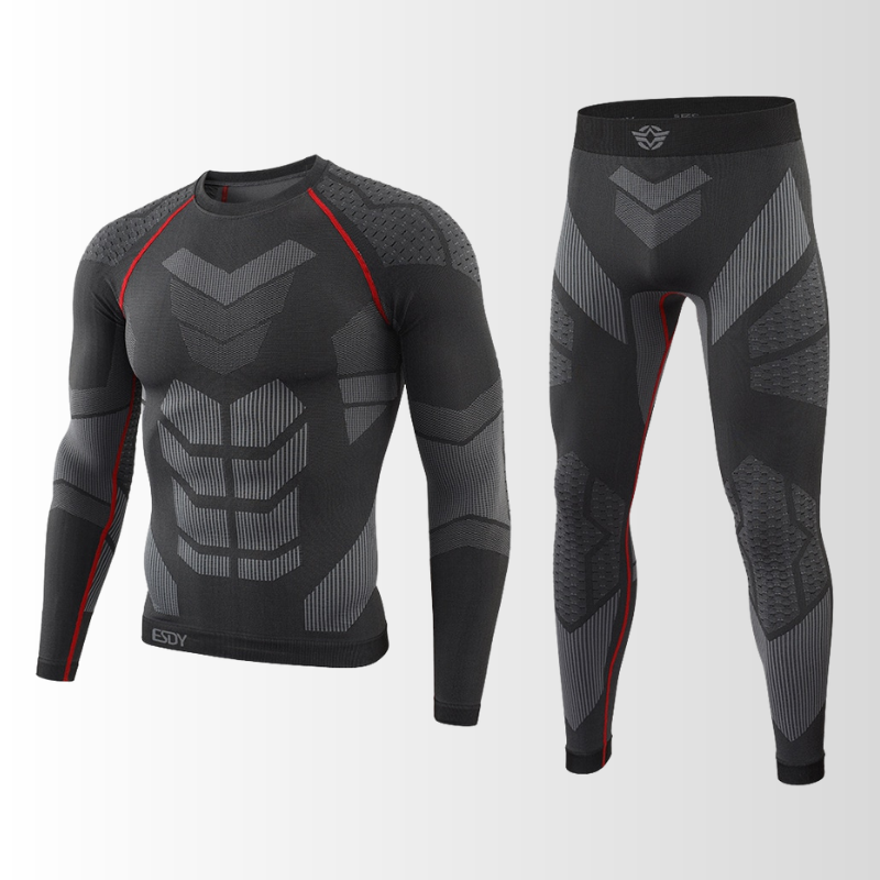 Conjunto térmico masculino sem costuras respirável camisola e calça inverno