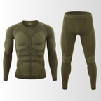 Conjunto térmico masculino sem costuras respirável camisola e calça inverno