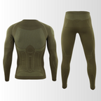 Conjunto térmico masculino sem costuras respirável camisola e calça inverno