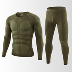 Conjunto térmico masculino sem costuras respirável camisola e calça inverno