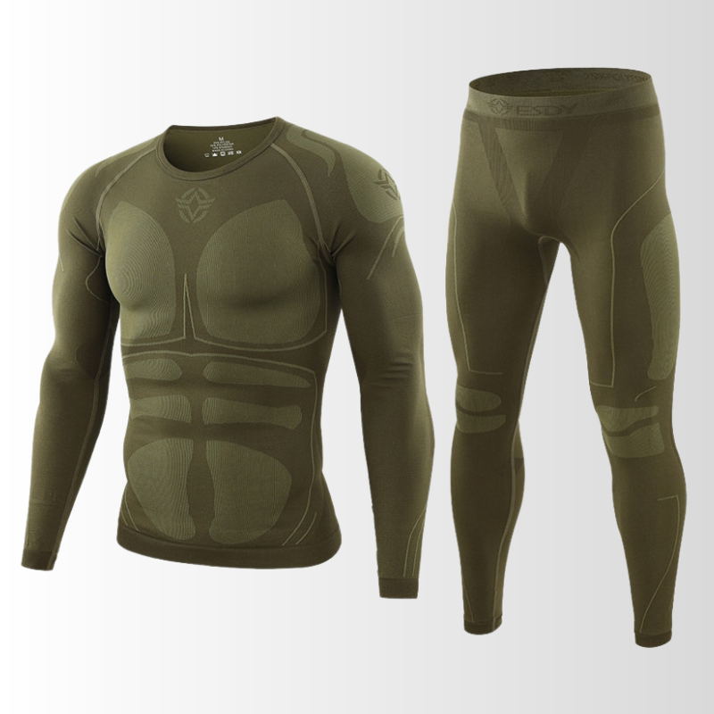 Conjunto térmico masculino sem costuras respirável camisola e calça inverno