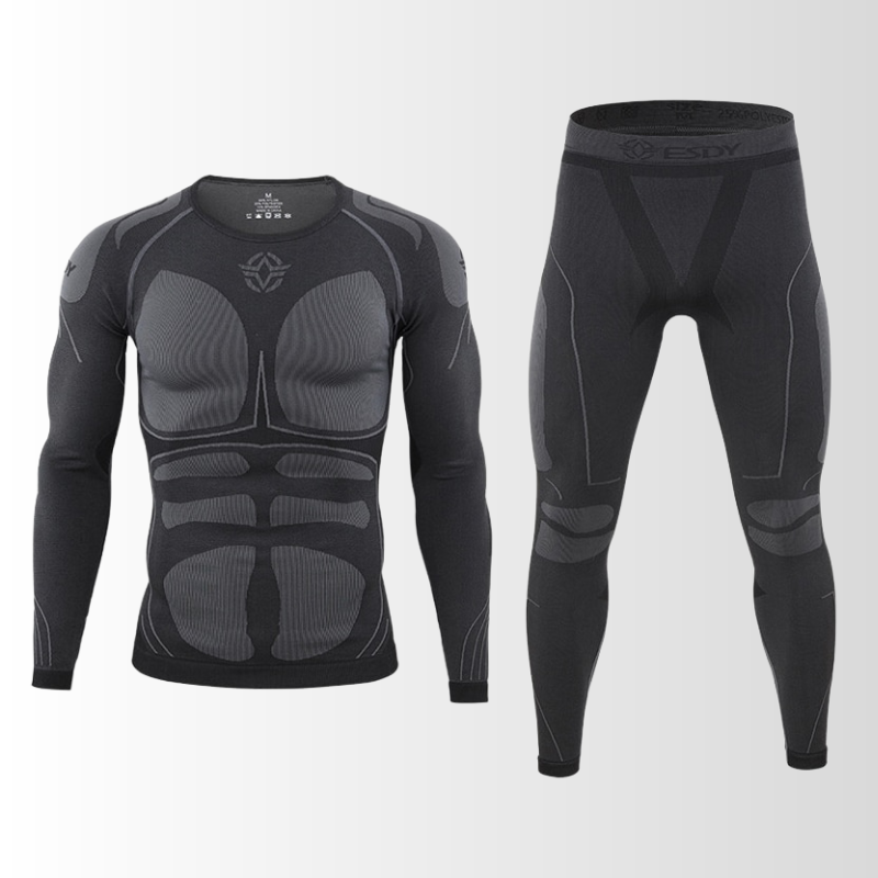 Conjunto térmico masculino sem costuras respirável camisola e calça inverno