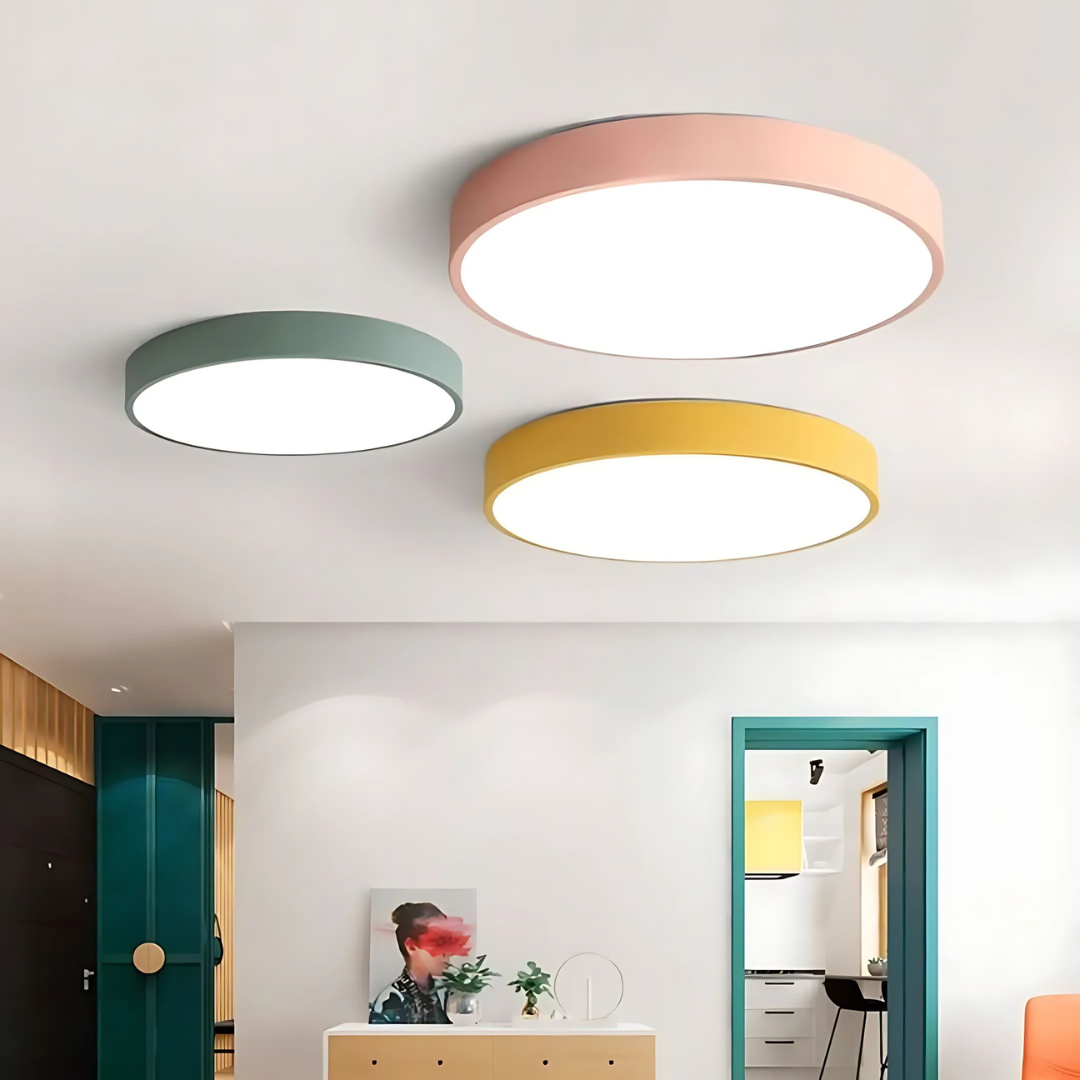 Candeeiro de teto LED design escandinavo com madeira natural, plafon moderno