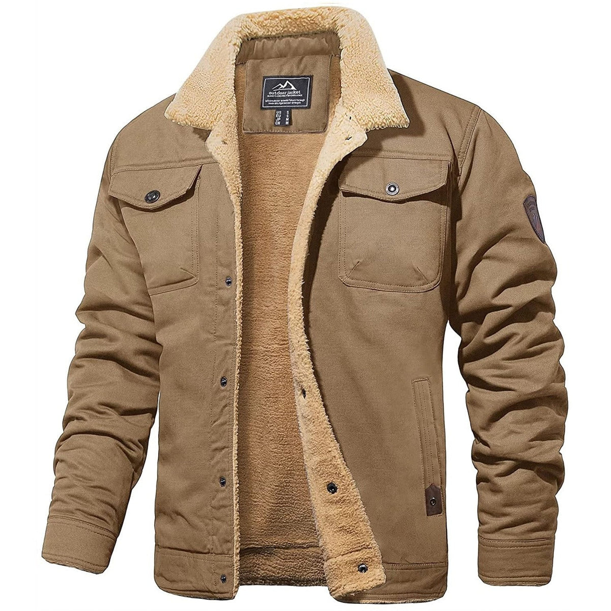 Jaqueta bomber vintage masculina com forro macio e exterior resistente ao vento