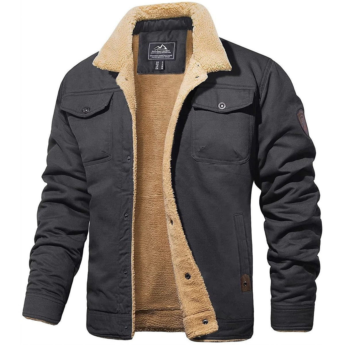 Jaqueta bomber vintage masculina com forro macio e exterior resistente ao vento