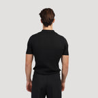 Polo masculina tricot algodão canelada com colarinho e botões manga curta
