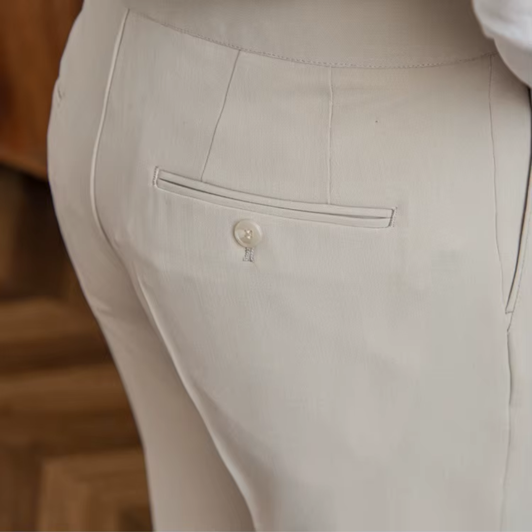 Calças masculinas plissadas cintura alta corte clássico elegante