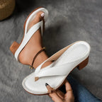 Sandálias femininas salto bloco toe post abertas verão