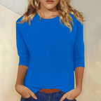 Blusa Mulher Manga Três Quartos | Gola Redonda, Tecido Macio