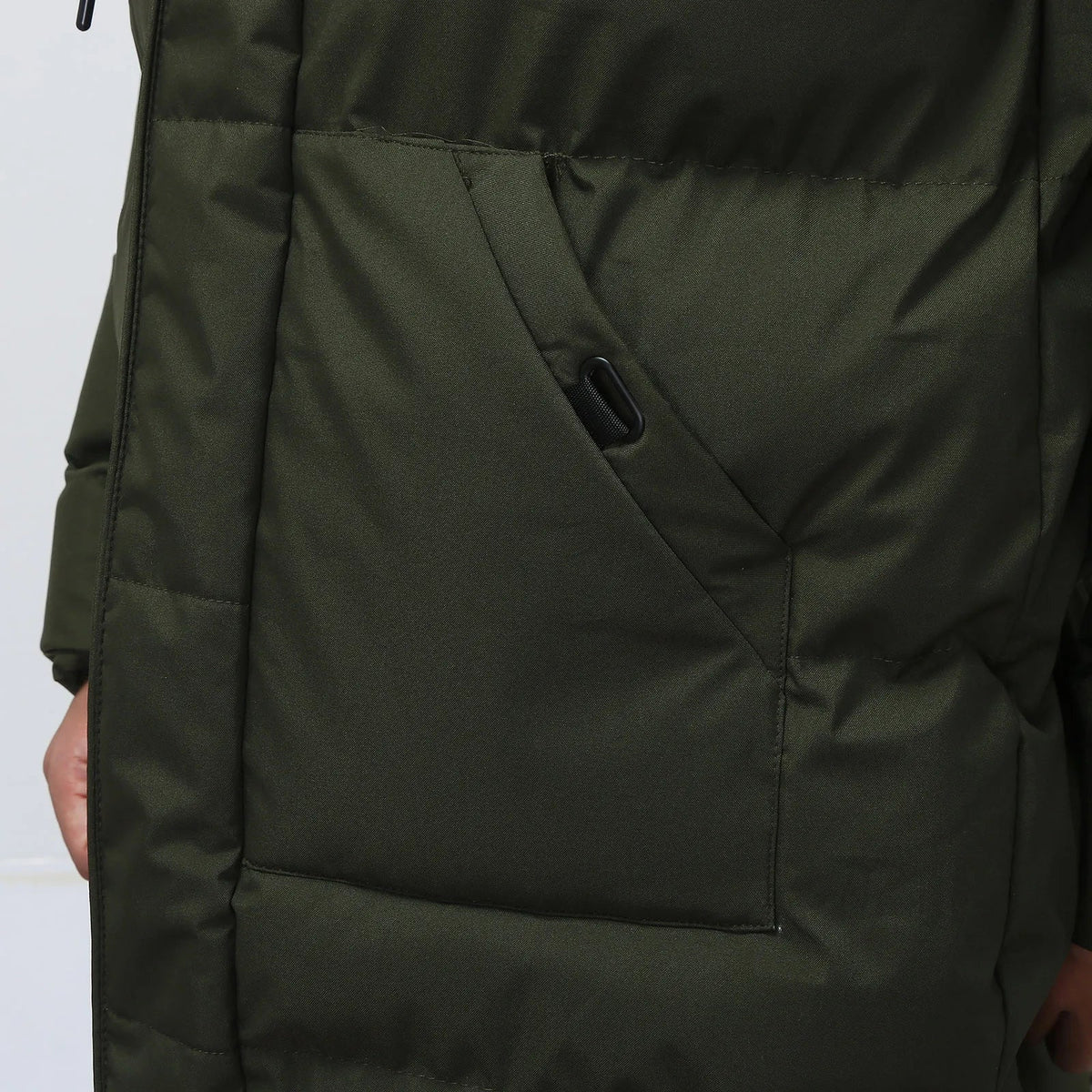 Casaco acolchoado masculino com capuz comprido para inverno