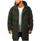 Casaco acolchoado masculino com capuz comprido para inverno