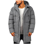Casaco acolchoado masculino com capuz comprido para inverno