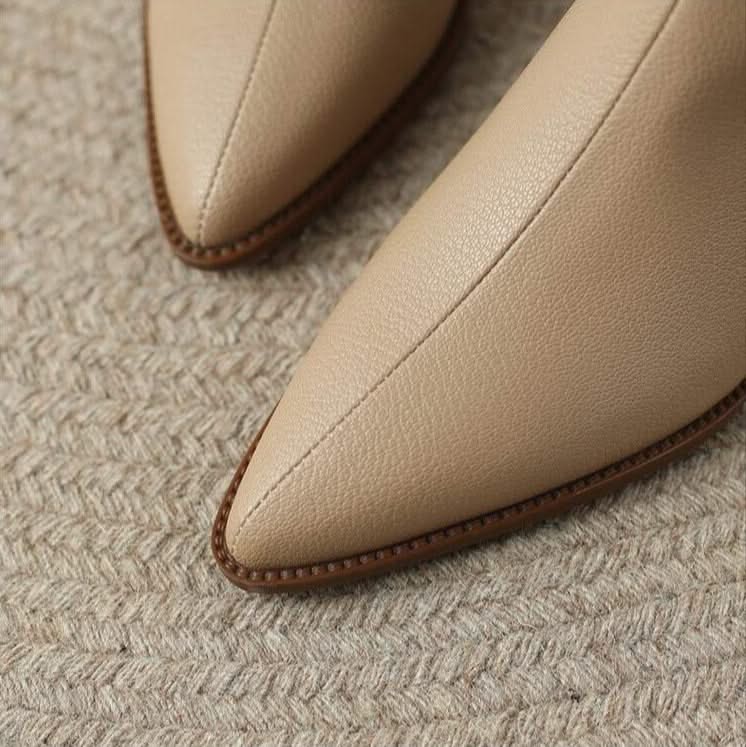 Botas femininas de tornozelo couro vegano bico fino com zíper traseiro