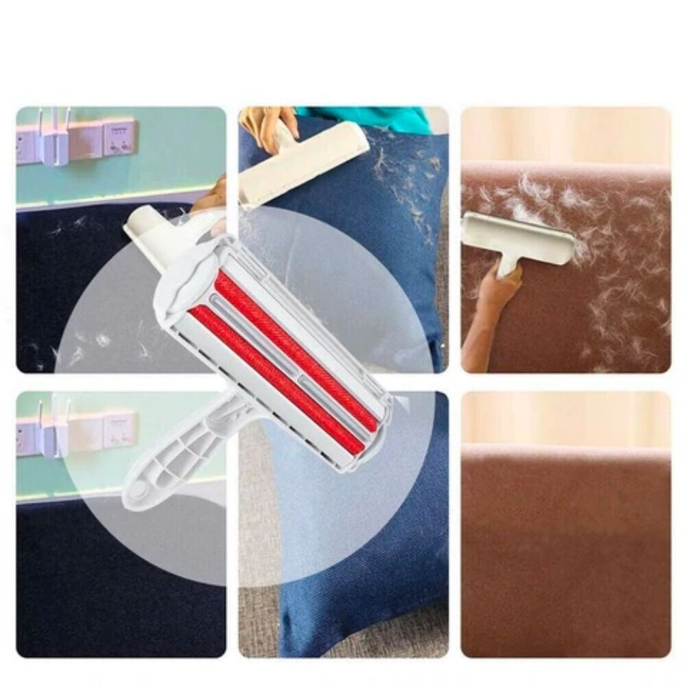 Removedor de pelos de animais com rolo de microfibra bidirecional reutilizável