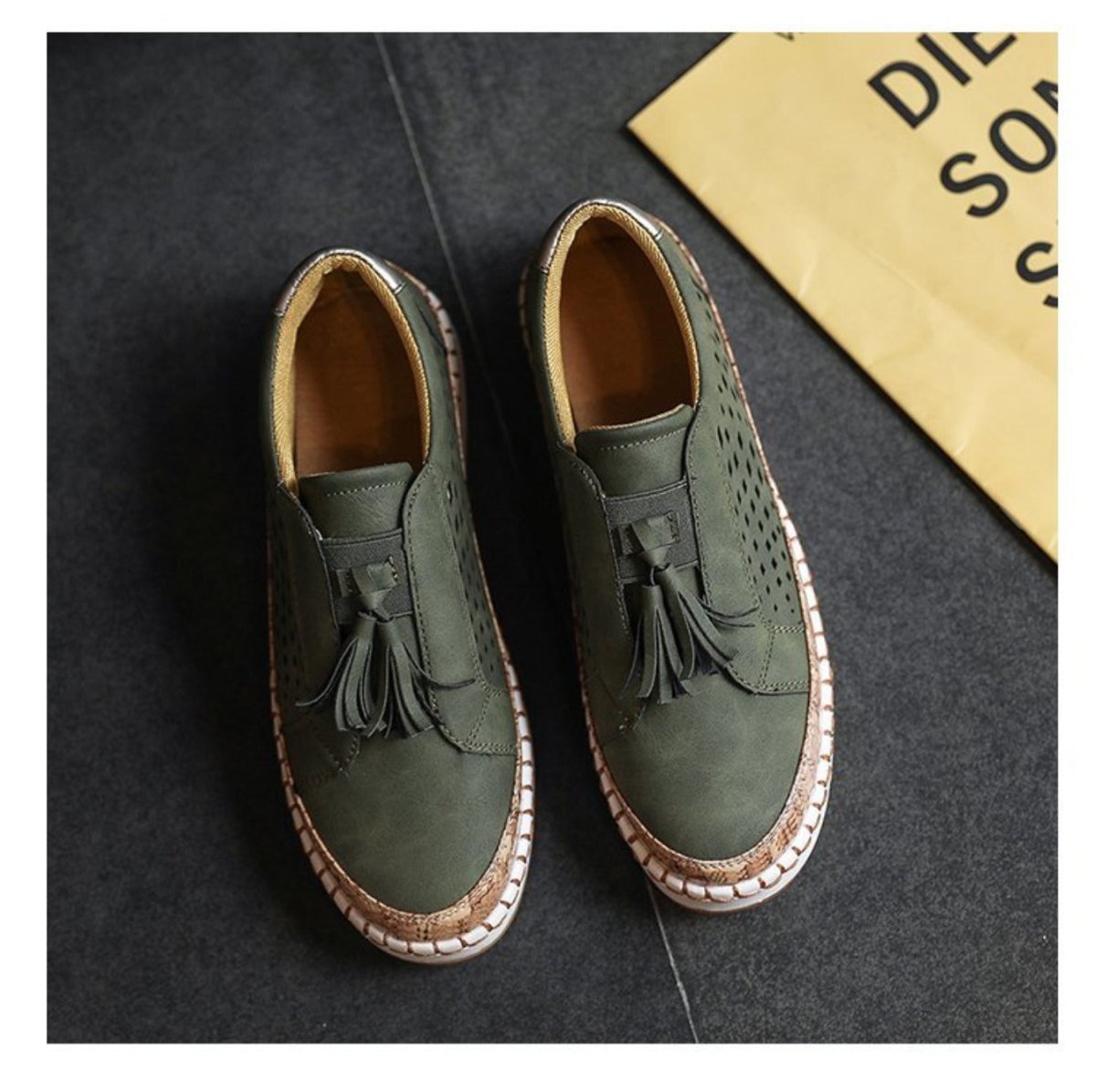 Women slip on walking shoes cushioned with perforated breathable upper