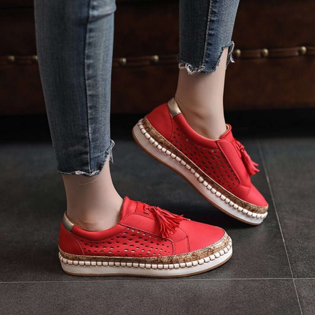 Women slip on walking shoes cushioned with perforated breathable upper