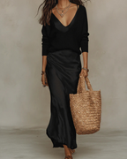 Vestido midi cetim conjunto 2 peças com jumper feminino