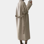 Casaco feminino longo inverno duplo abotoamento oversize com forro quente