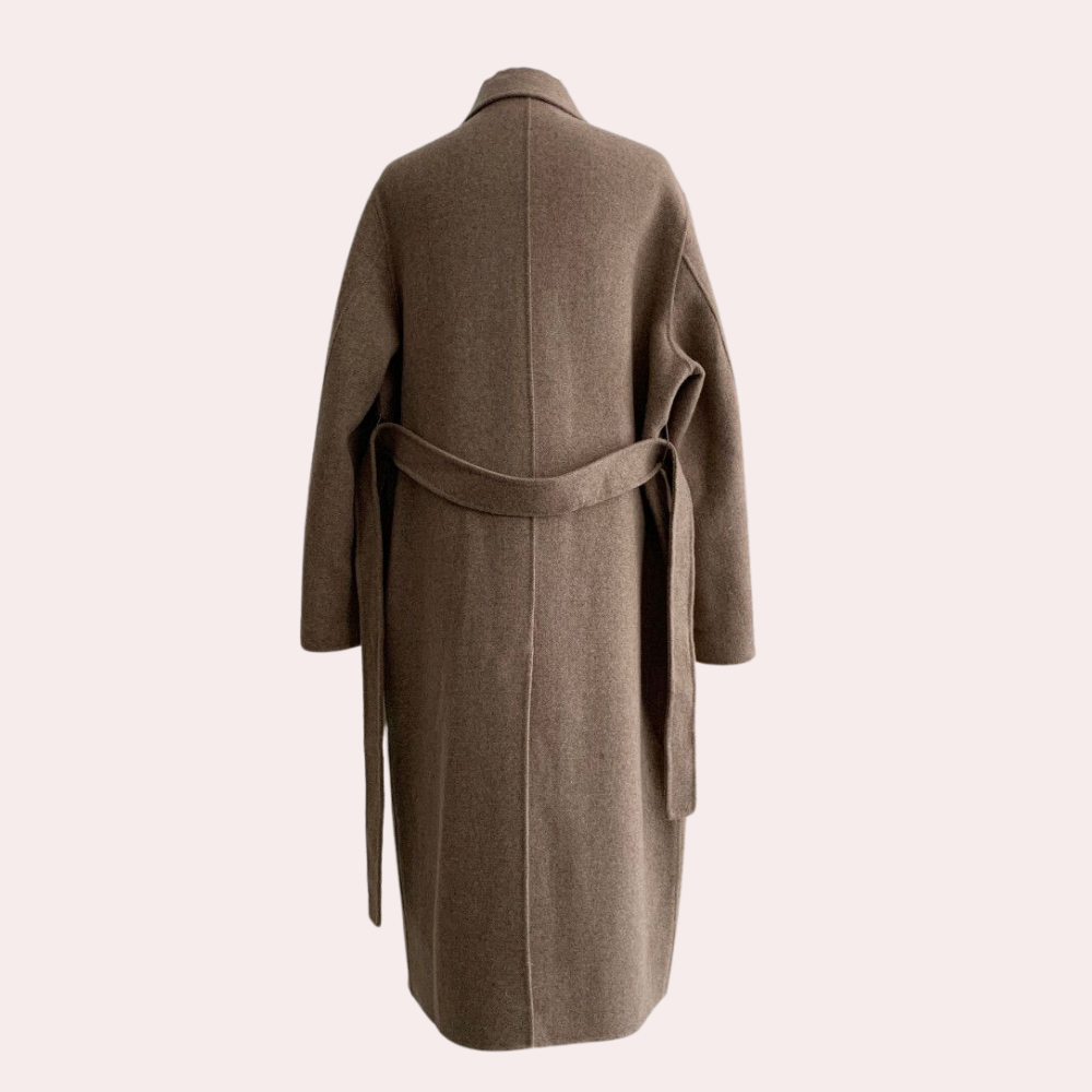 Casaco feminino longo inverno duplo abotoamento oversize com forro quente