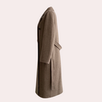 Casaco feminino longo inverno duplo abotoamento oversize com forro quente