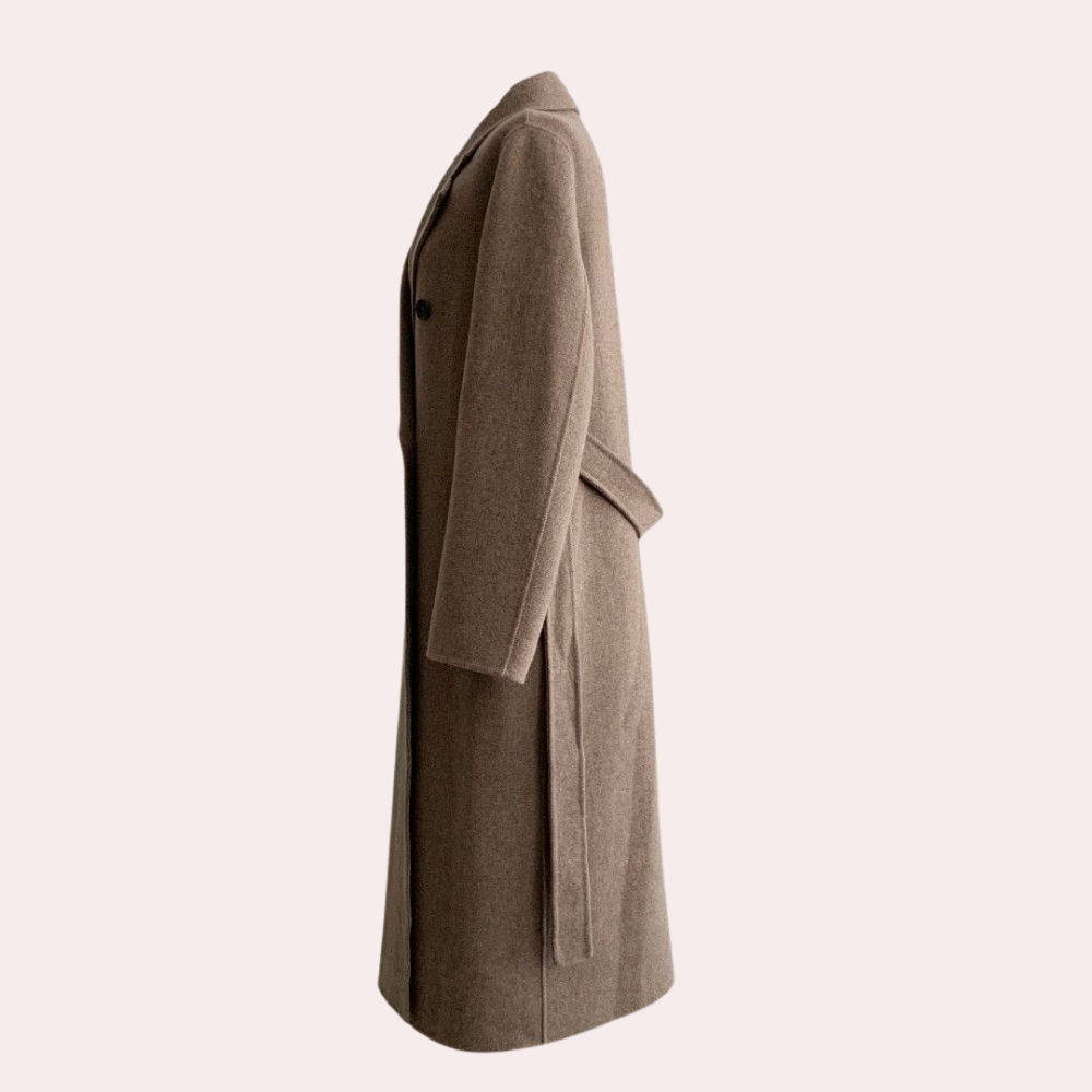 Casaco feminino longo inverno duplo abotoamento oversize com forro quente