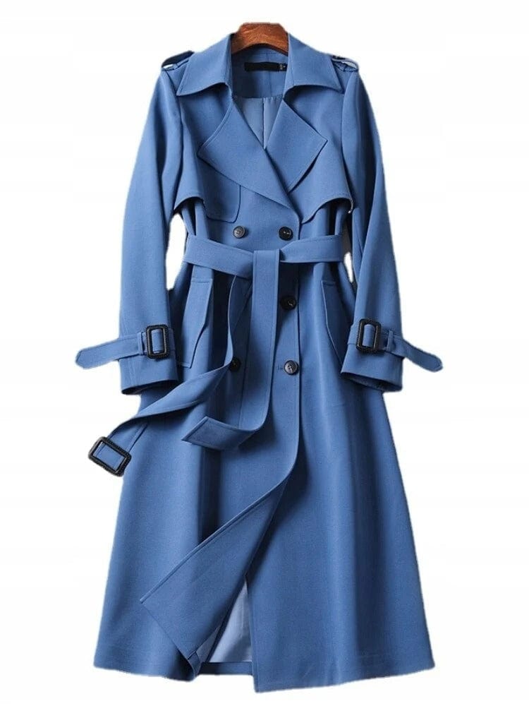 Trench coat mulher vintage comprimento midi com cintura definida e dragonas