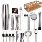 Kit de bartender profissional 23 peças com coqueteleira em aço inox