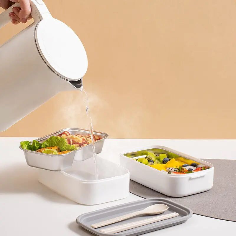 Lunchbox bento aço inoxidável 2 camadas, organizada e compacta
