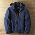 Jaqueta impermeável masculina com capuz e fecho zip leve