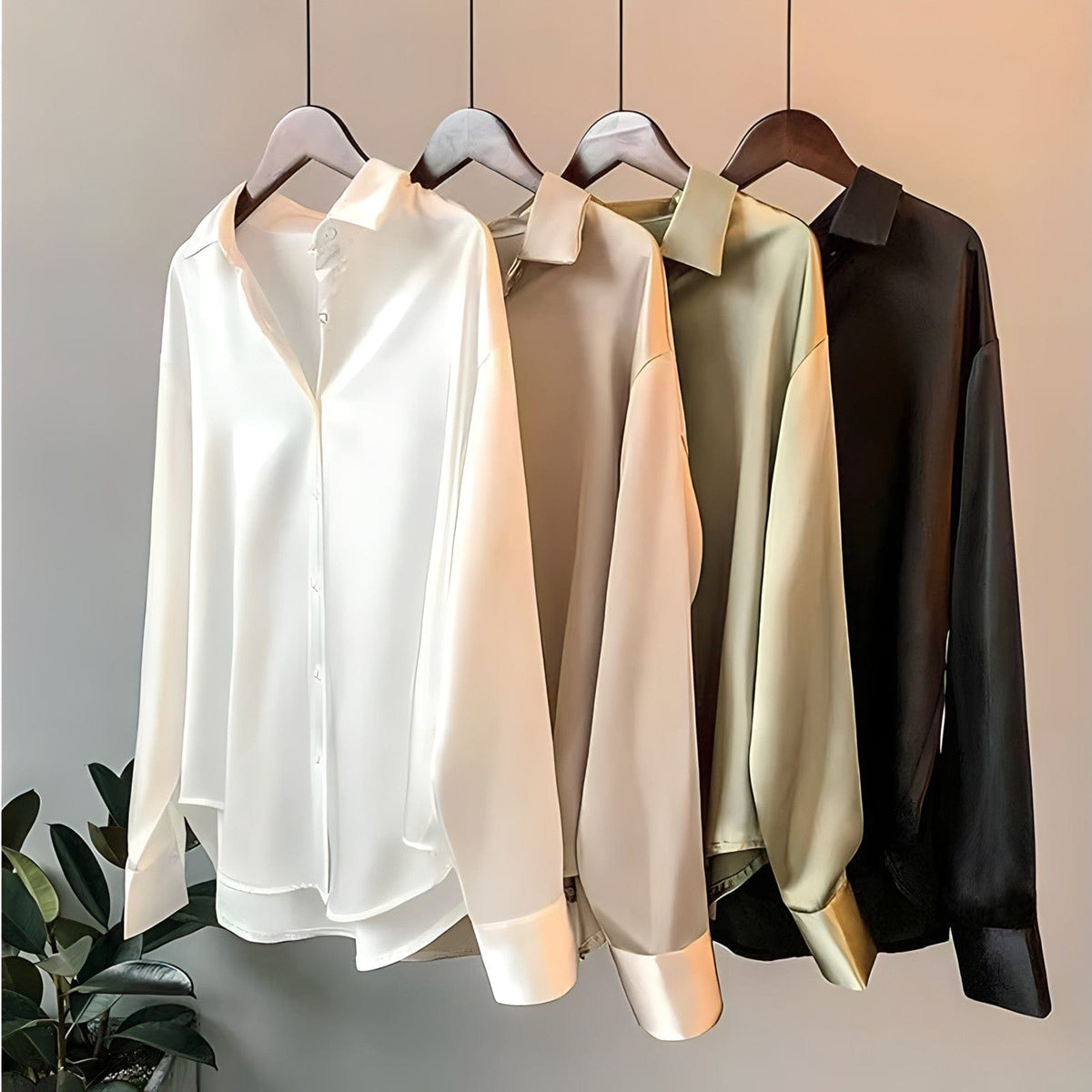 Blusa de cetim feminina manga longa disponível em várias cores