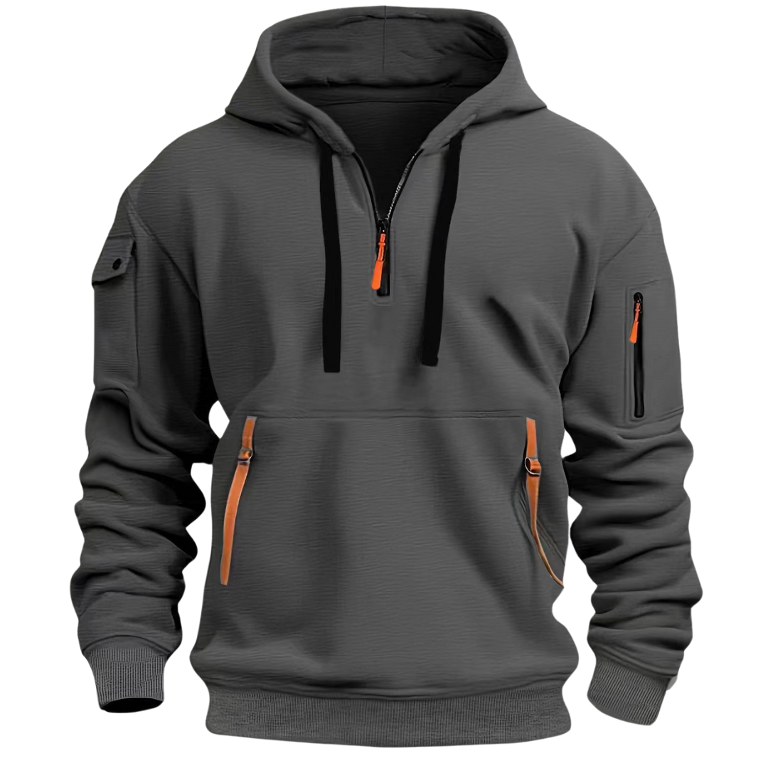 Hoodie de homem com bolsos com fecho de correr design casual moderno