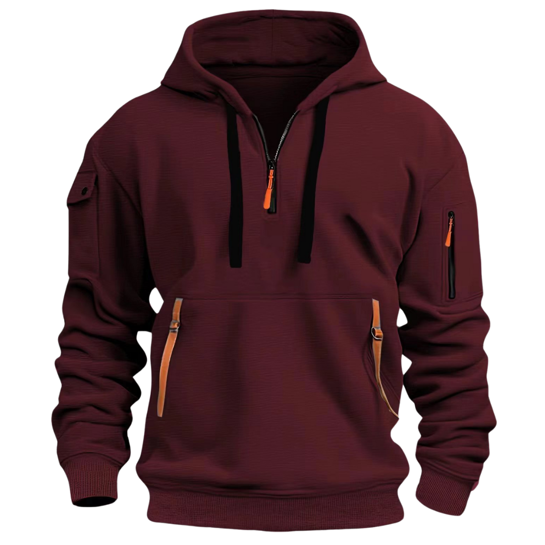 Hoodie de homem com bolsos com fecho de correr design casual moderno