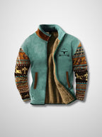 Jaqueta fleece masculina com zip frontal e forro Sherpa para o inverno