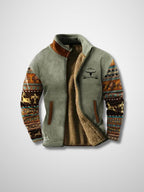 Jaqueta fleece masculina com zip frontal e forro Sherpa para o inverno