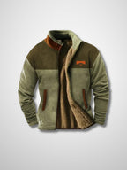 Jaqueta fleece masculina com zip frontal e forro Sherpa para o inverno