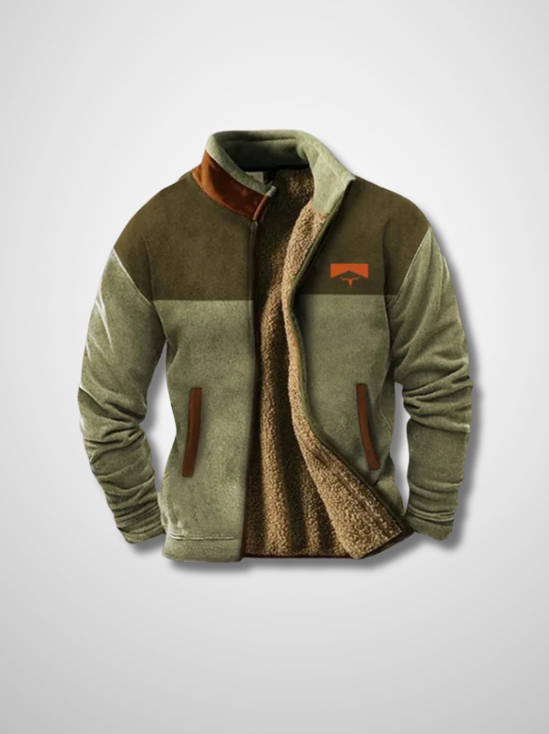 Jaqueta fleece masculina com zip frontal e forro Sherpa para o inverno