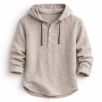 Camisa de linho com capuz relaxed fit, leve e respirável