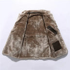 Casaco trench masculino com gola de pelos sintéticos comprimento médio