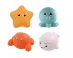 Brinquedos de banho luminosos animais para bebé com rede de pesca, conjunto de 4